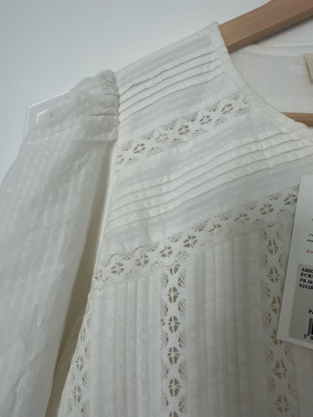 Sézane NWT Abigail Cream Eyelet Button-Front Mini Dress - Picture 5 of 6